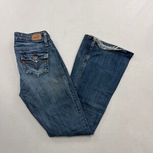 Levi's Jeans 524 Too Superlow Flap Pocket Distressed Blue Women Size 28x31